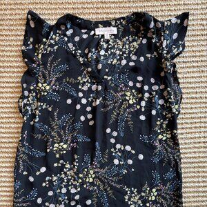 Half sleeves, floral, Chiffon Material, XS, Black Base